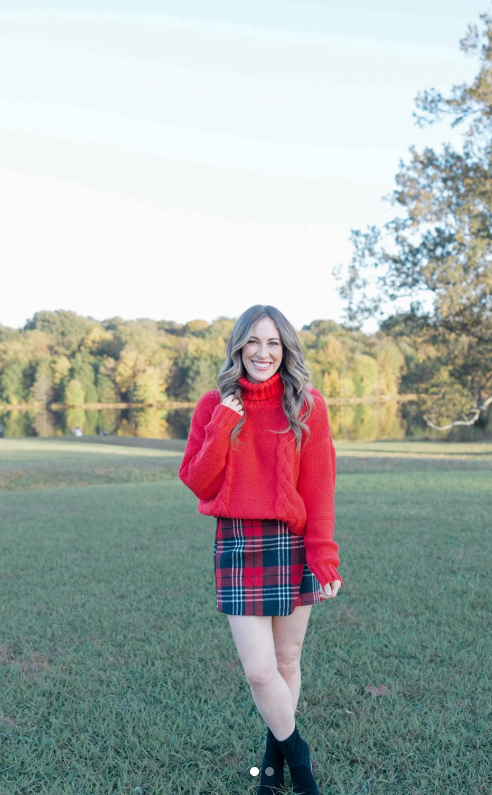 Turtleneck Sweater with Suede Skirt