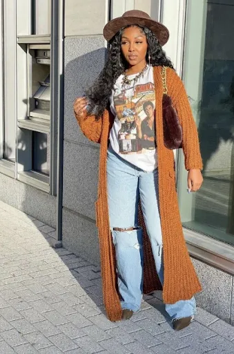 Long Cardigan and Basic Tee