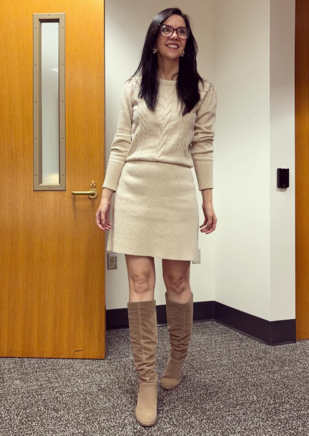 Sweater and Skirt Two-Piece Set