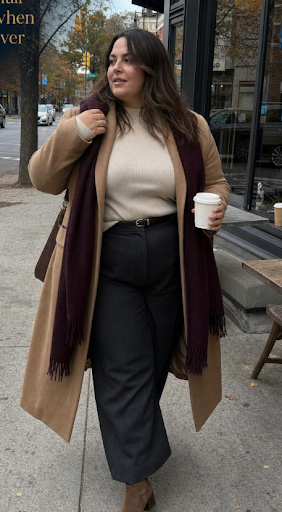 Camel Coat and Black Basics
