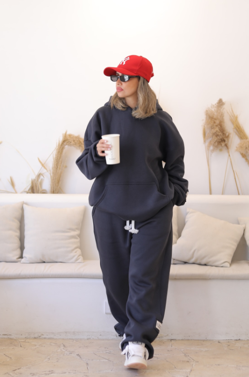 Plus Size Knit Hoodie And Jogger Pants Outfit