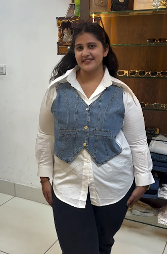 White Shirt With Knit Vest