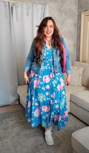 Denim Jacket Over Floral Dress