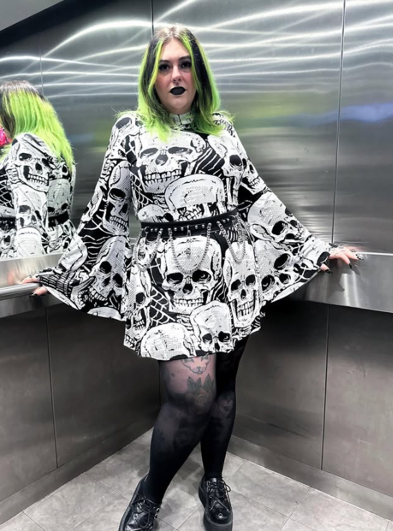 Skull Print Flare Dress