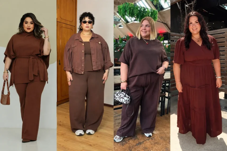plus size brown outfits fall image
