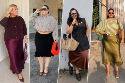 satin midi skirt outfits fall plus size image