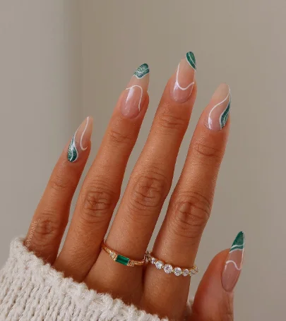 Frosted Pine Branch Nails