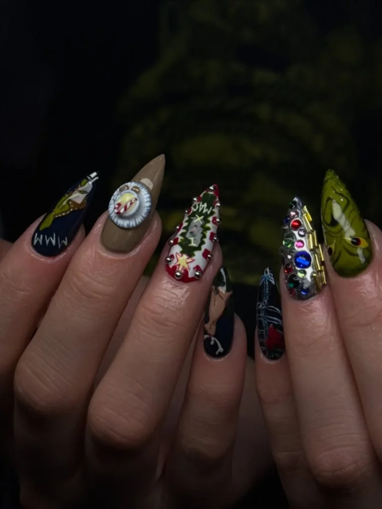 Grinch 3D Character Nails