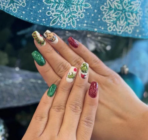Grinch Ornament French Tips