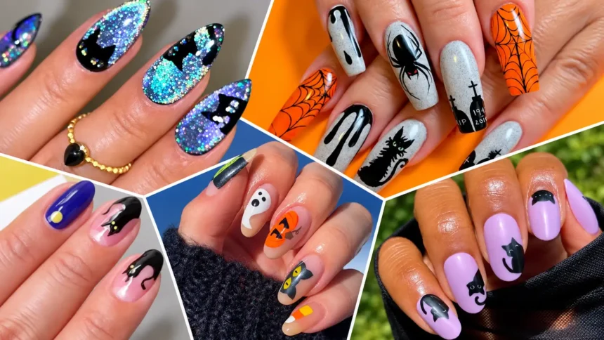 Black Cat Nail Ideas for Charming and Creative Halloween Art