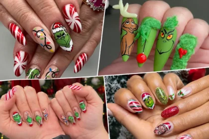 Grinch Christmas Nails Art Ideas with Playful Designs and Creative Seasonal Charm