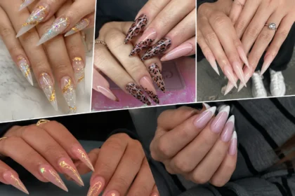 Nude Stiletto Nails with Delicate, Modern and Pretty Nail Details