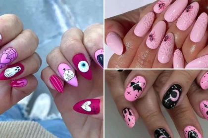 pink halloween nails image