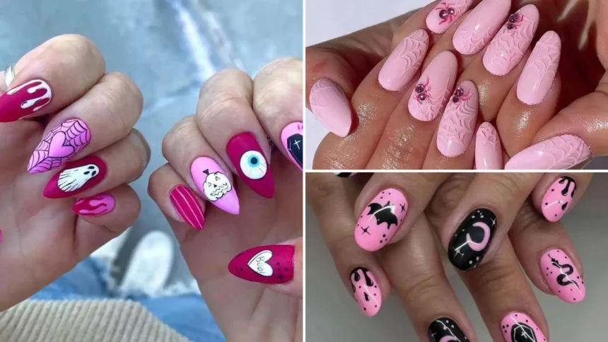 pink halloween nails image