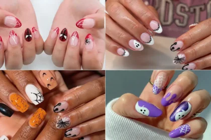 Spider Nail Art Ideas With Chrome Webs and Bold Halloween Details