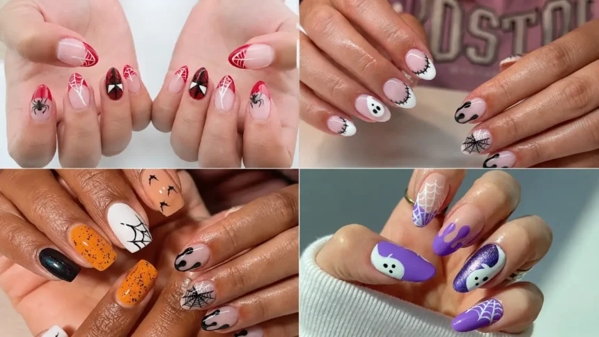 Spider Nail Art Ideas With Chrome Webs and Bold Halloween Details