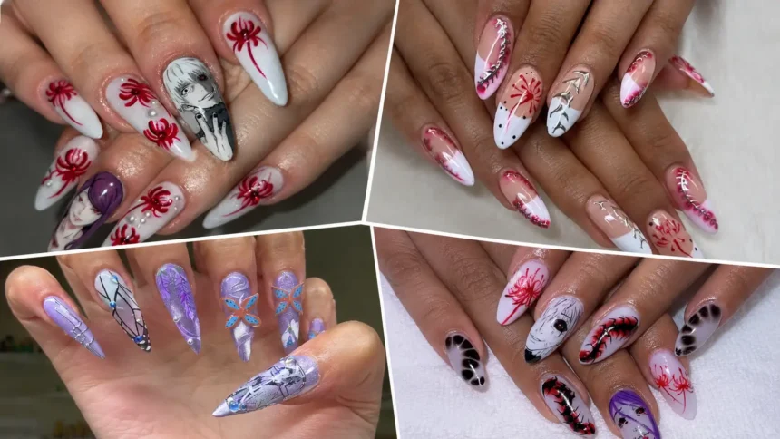 Tokyo Ghoul Nails With Dark Anime Art and Creative Character Details